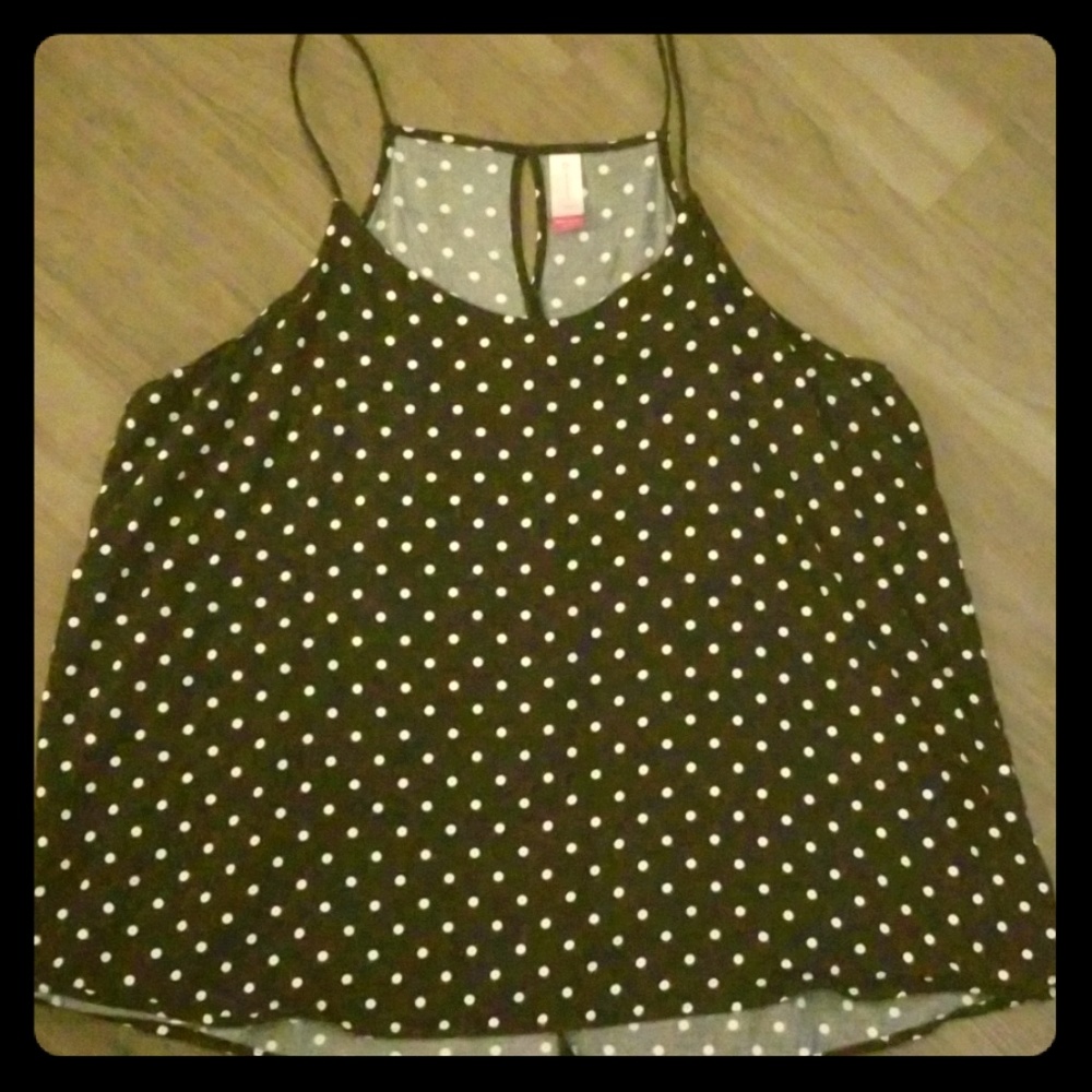Spegatti strap polka dot tank top